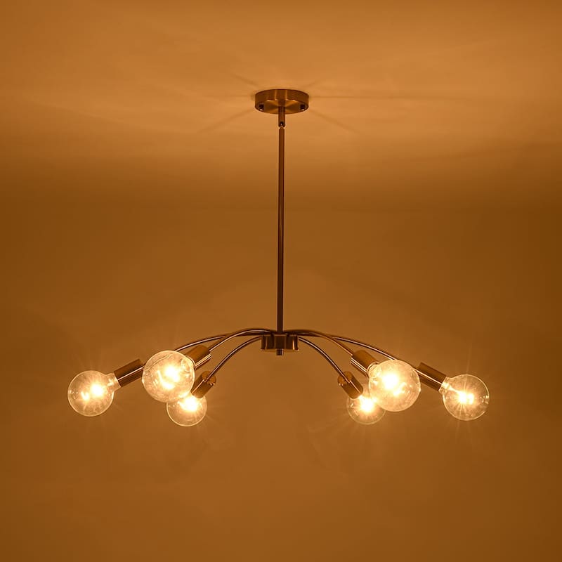 6-Light Mid-century Modern Spider Metal Chandelier - 28.0 in