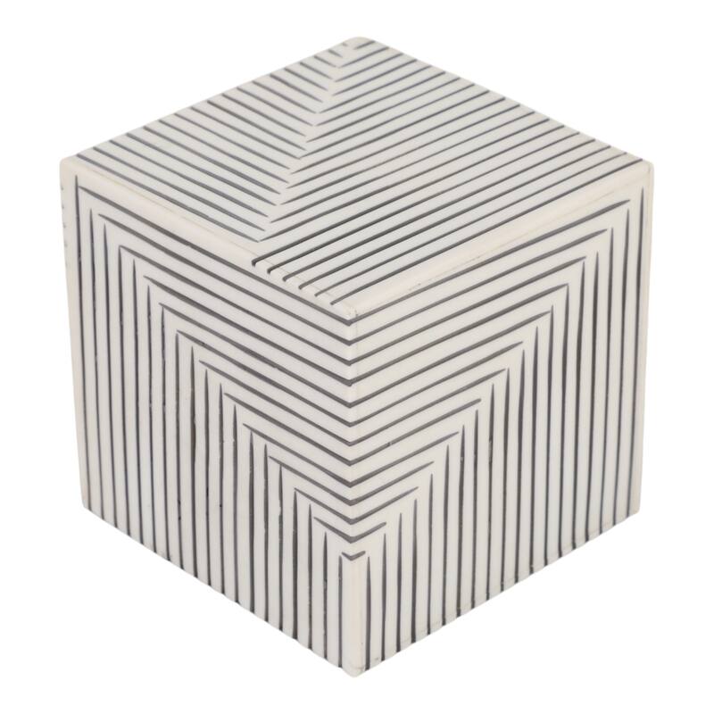 Resin Wood Modern Decorative Object Cube for Home Decor - 4" Black - 4" x 4" x 4"