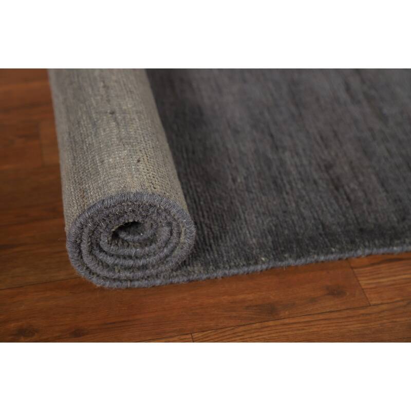Gray Modern Gabbeh Oriental Runner Rug Handmade Solid Wool Carpet - 2'9"x 6'10"