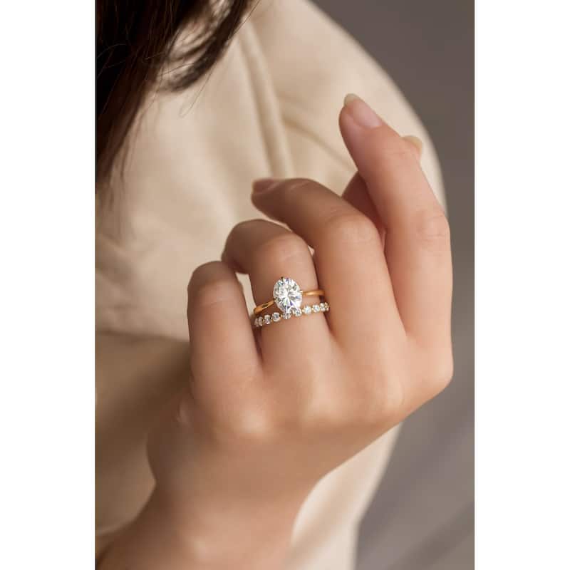 Kobelli 2 Carat Oval Lab Grown Diamond Certified 14k Solid Gold Solitaire Compass Oia (ee-ah) Ring