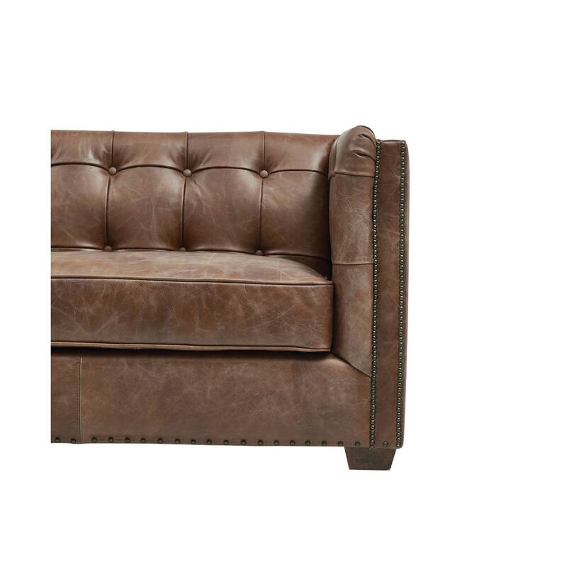 Tuxedo Leather Sofa - Bark Brown