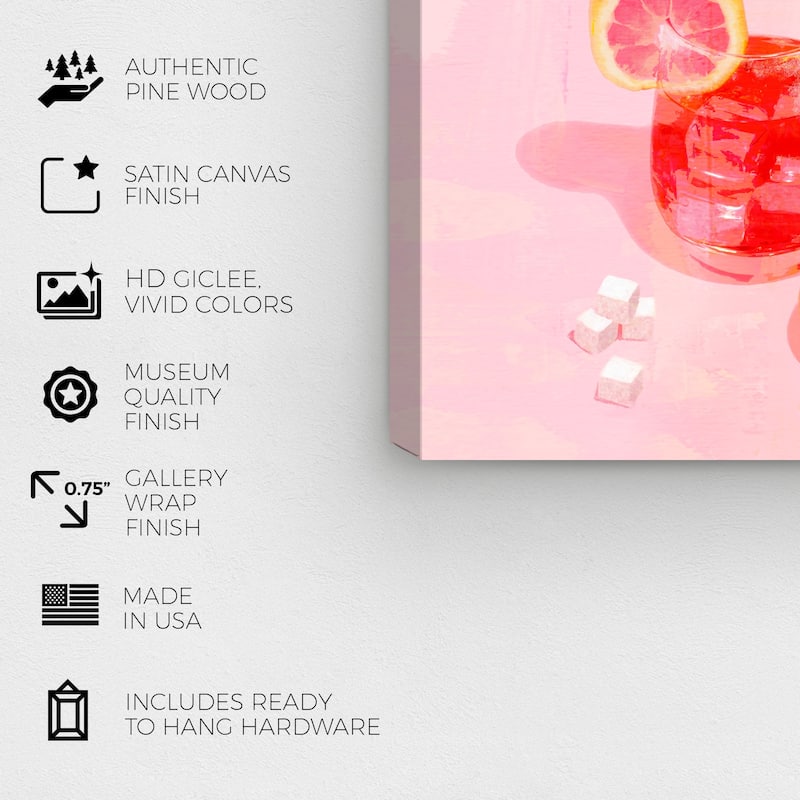 Wynwood Studio Canvas Food and Cuisine Pink Drink Pink and Pastel Pink Rustic Wall Art Canvas Print