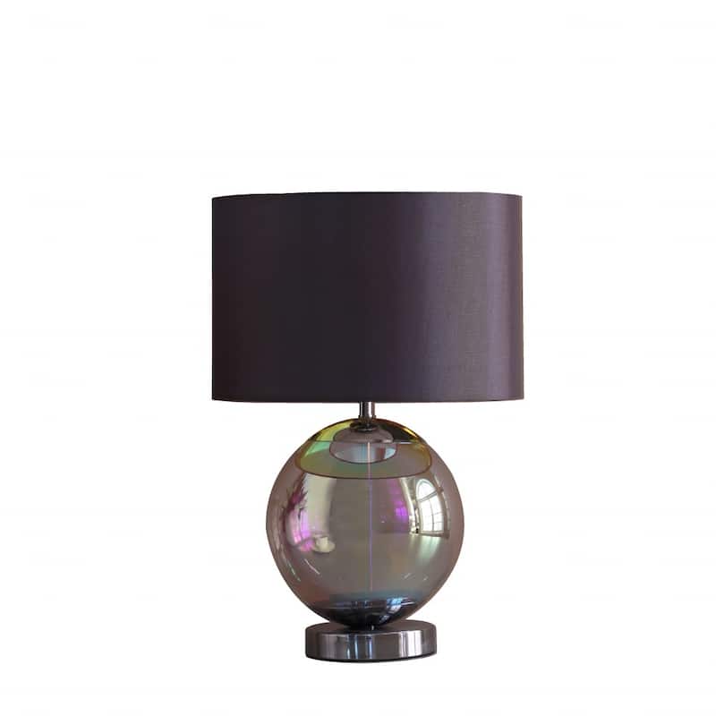 19" Iridescent Glass Globe Table Lamp With Gray Classic Drum Shade - 7.5X5X18.75 - 7.5X5X18.75
