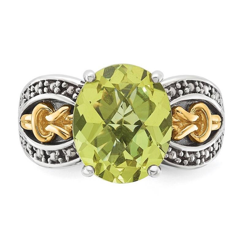 Curata 925 Sterling Silver With 14k 3.30Lemon Quartz Ring