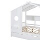 preview thumbnail 24 of 50, Pine Wood House Bed with Trundle Bed, Bookcase Bed with Storage Shlef & Roof, Semi-enclosed Design, for Kids Girls Boys