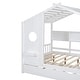 preview thumbnail 11 of 14, White Full Size Wooden House Bed With Trundle, Modern Design for Kids with Storage Shlef