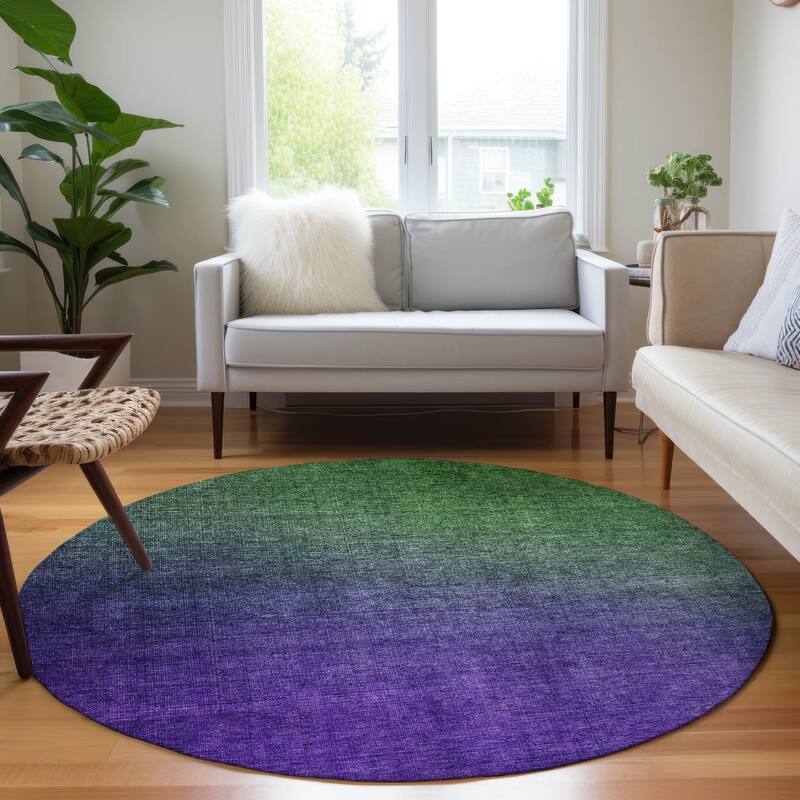 Machine Washable Indoor/ Outdoor Chantille Modern Ombre Rug - Green - 8' x 8'