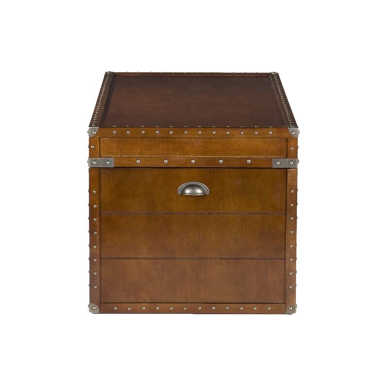 SEI Furniture Steamer Walnut Finish Trunk Coffee Table