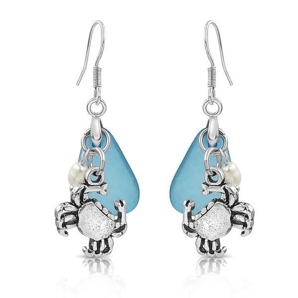 Details about  / Earrings Blue Glass Triangle Dangle Silver Charm Belly Dance Earrings E187