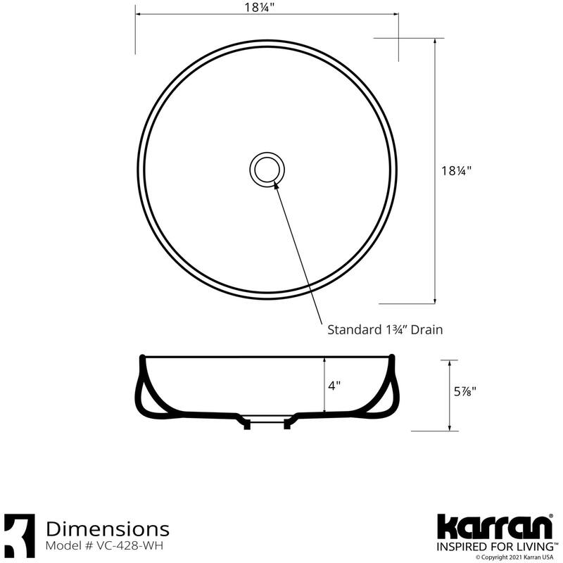 Karran USA VC-428 Valera 18-1/4" Circular Vitreous China Vessel