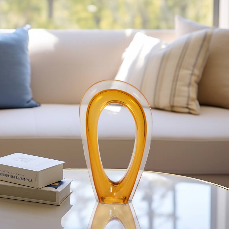 Sagebrook Home Zuri Cutout Amber Art Glass - 7" x 3" x 12"