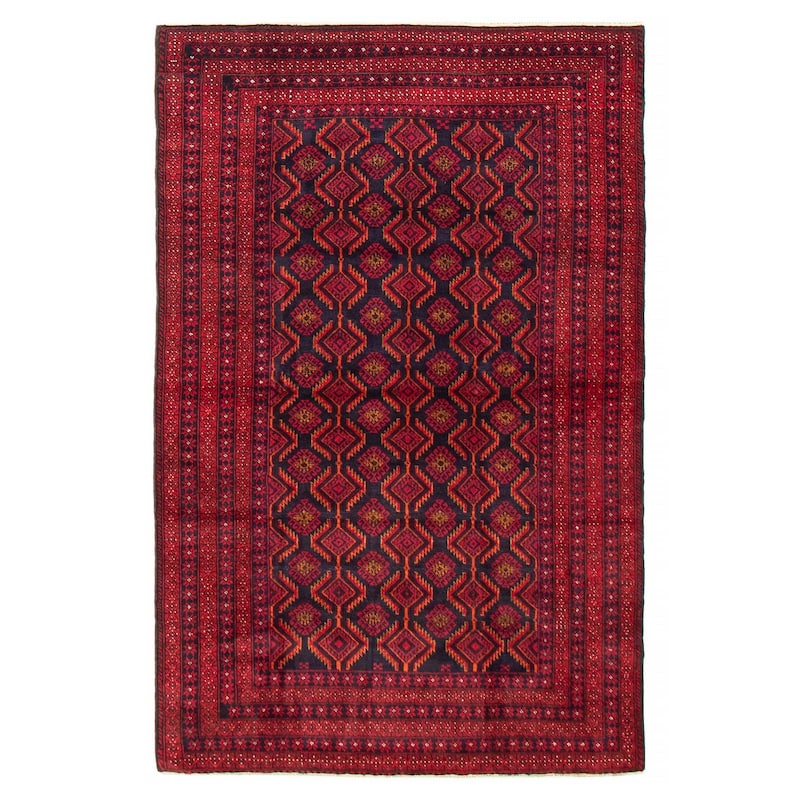 Teimani Red Rug 3'11" x 6'2" - 3'11 x 6'2 - Red - 3'11 x 6'2