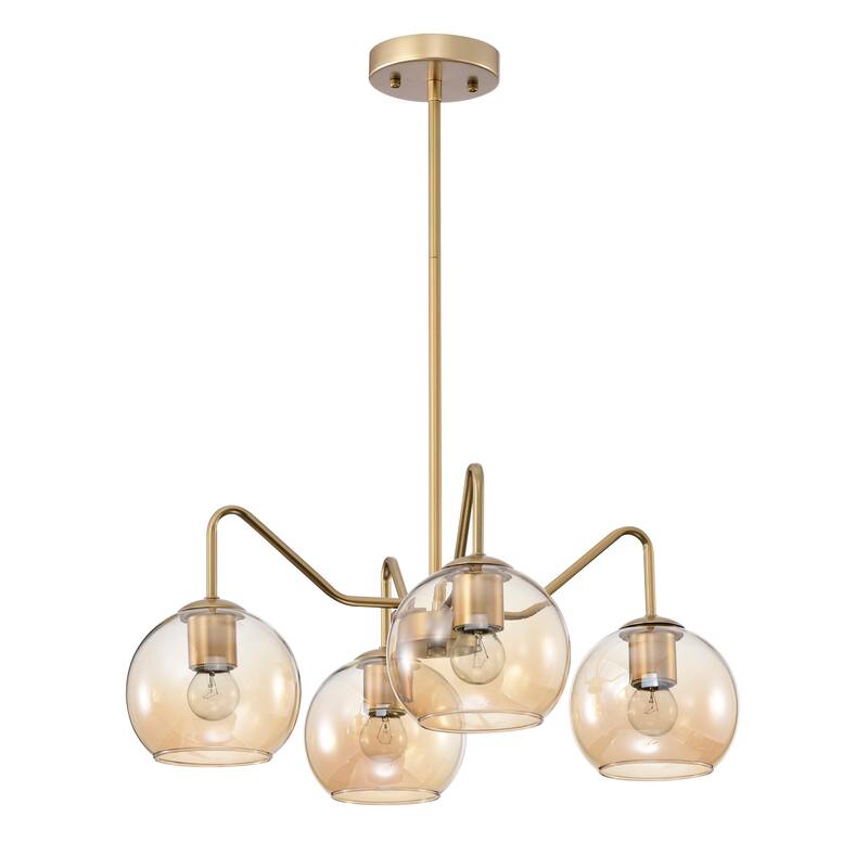 Dhona 22 Inch Clear Seedy Glass Globe Chandelier 4 Light - N/A