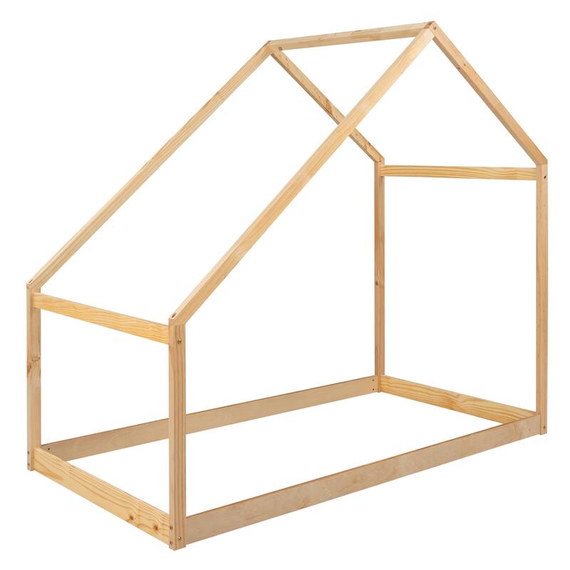Wooden House Bed for Kids, Full/Twin Size, Cozy Semi-Enclosed Design