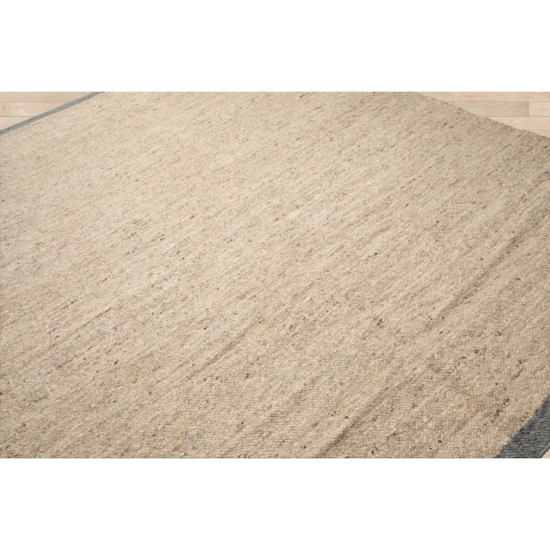 LoomBloom Beige Hand Woven Flatweave Area Rug Geometric Design - 9' 4'' x 11' 9''
