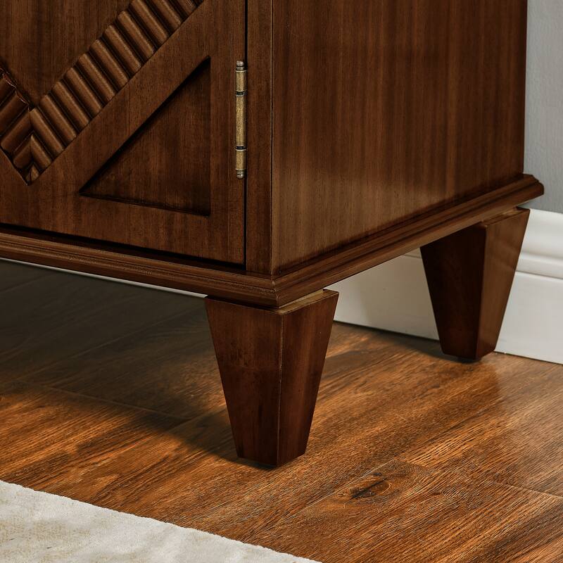 33.6" Retro Wooden Sideboard Buffet Cabinet with Storage, Symmetrical Geometric Accent Display Cabinets, Media Console Credenza
