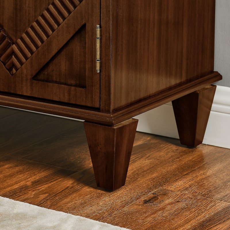 Vintage-Inspired 33.6" Geometric Sideboard – Symmetrical Storage Cabinet for Multi-Room Use‌