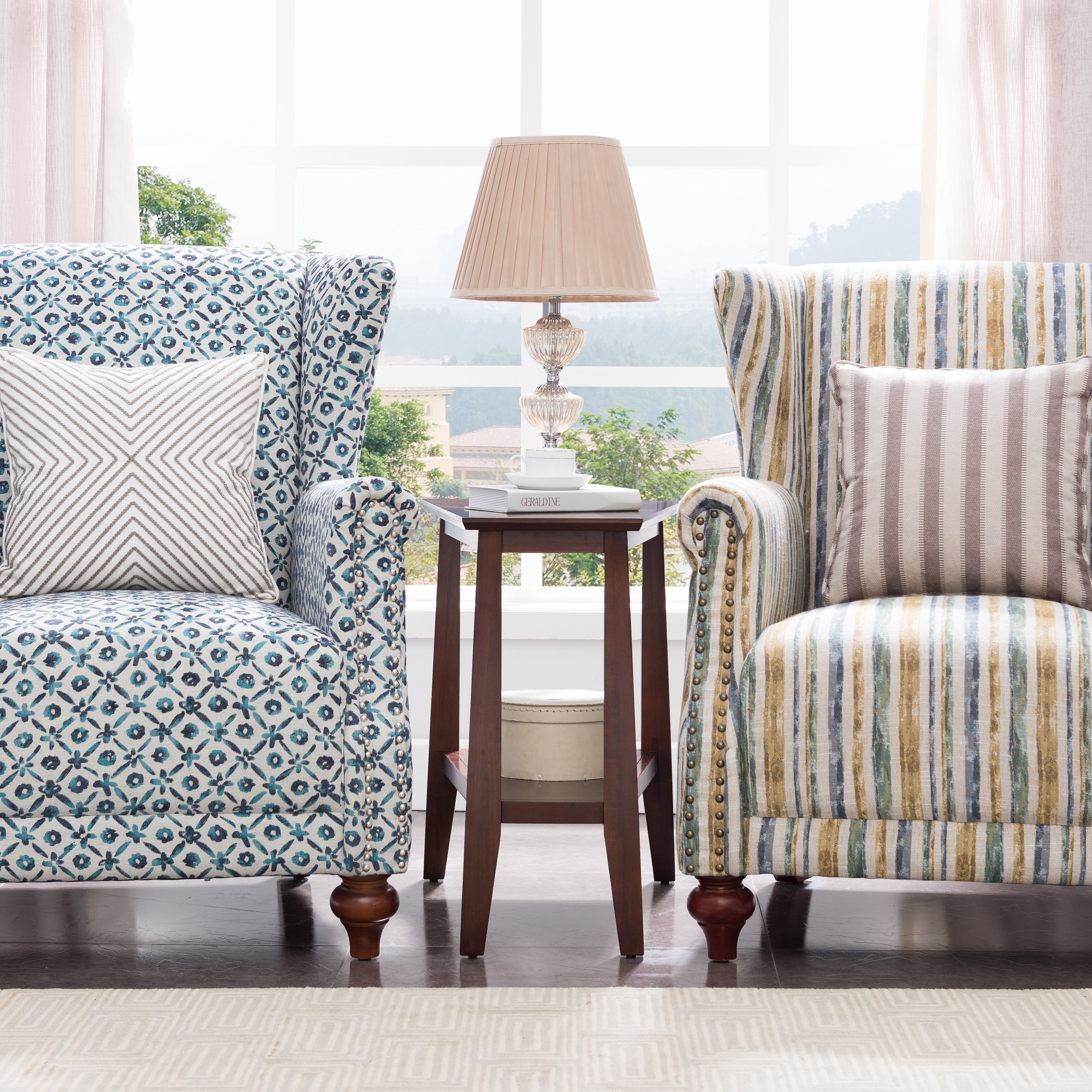 Delton 24 in. Solid Wood Recliner Wedge Side End Side Table with Shelf