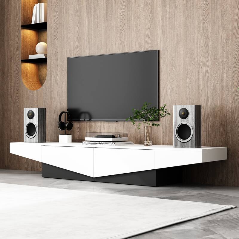 Modern Color Matching Entertainment center, 2 drawers, Black&White - 78.7"W