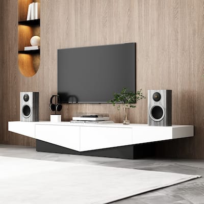 Modern Color Matching Entertainment center, 2 drawers, Black&White - 78.7"W
