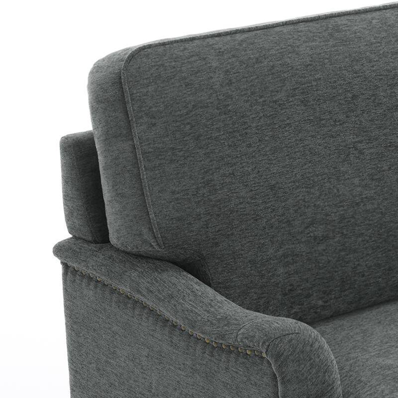 Modern Chenille Swivel Armchair and Storage Ottoman