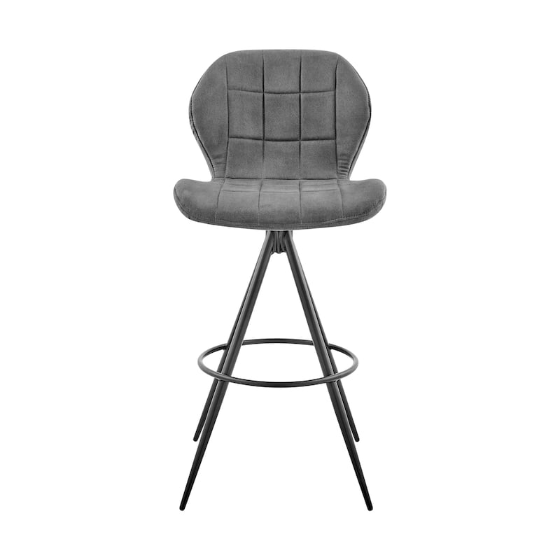 Catalina Modern Bar Stool, Upholstered Bar Chair with Charcoal Gray Fabric and Black Metal Legs