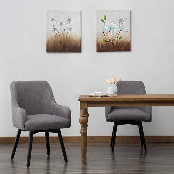 slide 2 of 10, Swivel Dining Chairs Set of 2 Upholstered Accent Chairs Living Room Chairs Desk Office Arm Chair Grey