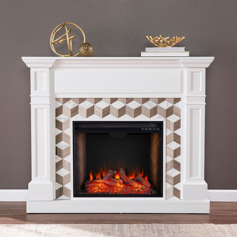 SEI Furniture Darvingmore Marble Fireplace - 48"W x 15"D x 40"H