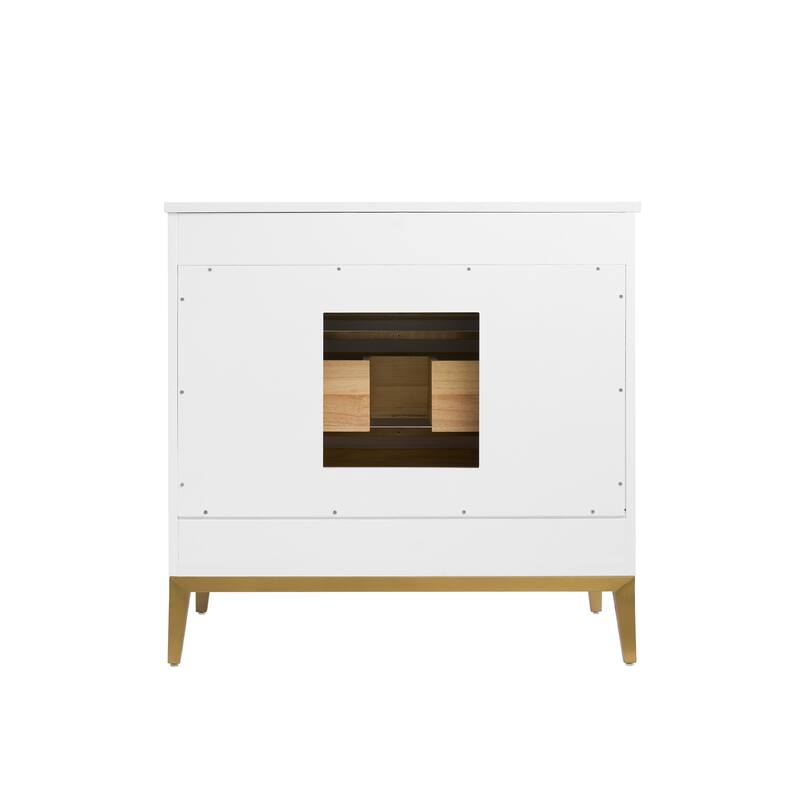 36"/48"/60" W Width Solid Wood Bathroom Vanity with Stain-resistant Carrera White Quartz Top and Sink