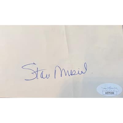 Stan Musial Autographed 3x5 Signed Index Card JSA COA - 8'6" x 11'6"