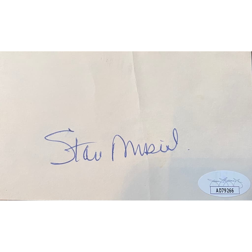 Stan Musial Autographed 3x5 Signed Index Card JSA COA - 8'6" x 11'6"
