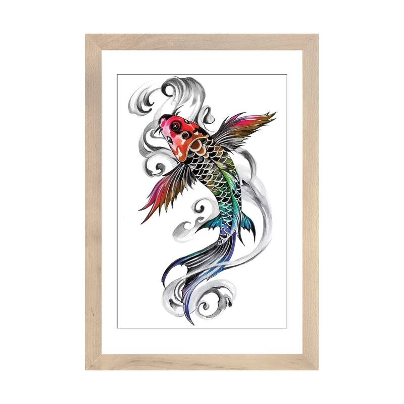 iCanvas "Rainbow Koi" by Katy Lipscomb - Natural - 24x16x1