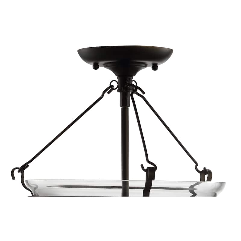 JONATHAN Y Sylvain 14.5" Metal/Glass LED Semi-Flush Mount, Oil Rubbed Bronze