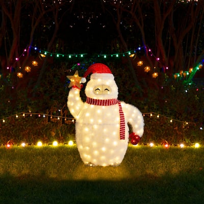 Glitzhome 42"H Christmas 3D Fabric Yeti Lighting Decor