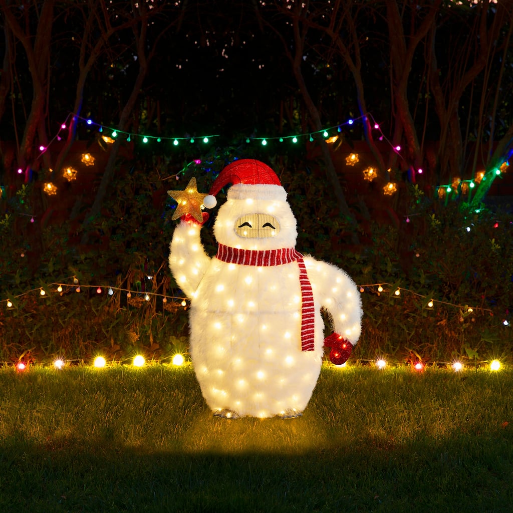 Glitzhome 42"H Christmas 3D Fabric Yeti Lighting Decor