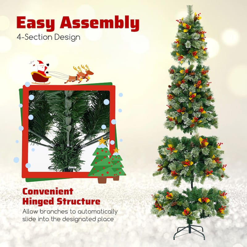 Gymax 5/7.5/9 FT Artificial Xmas Tree w/ 1416 Branch Tips 560 Warm