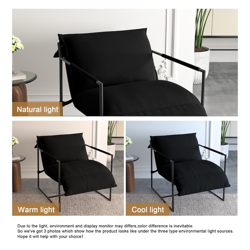 Fabric Armchair Metal Framed Sling Accent Chair
