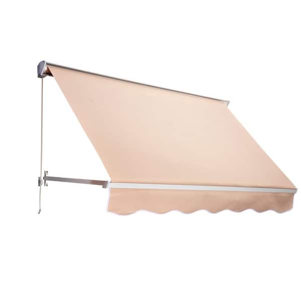 slide 2 of 9, Outsunny 6' Drop Arm Manual Retractable Patio Sun Window Awning with UV & Sun Protection & Included Hardware, Cream Cream