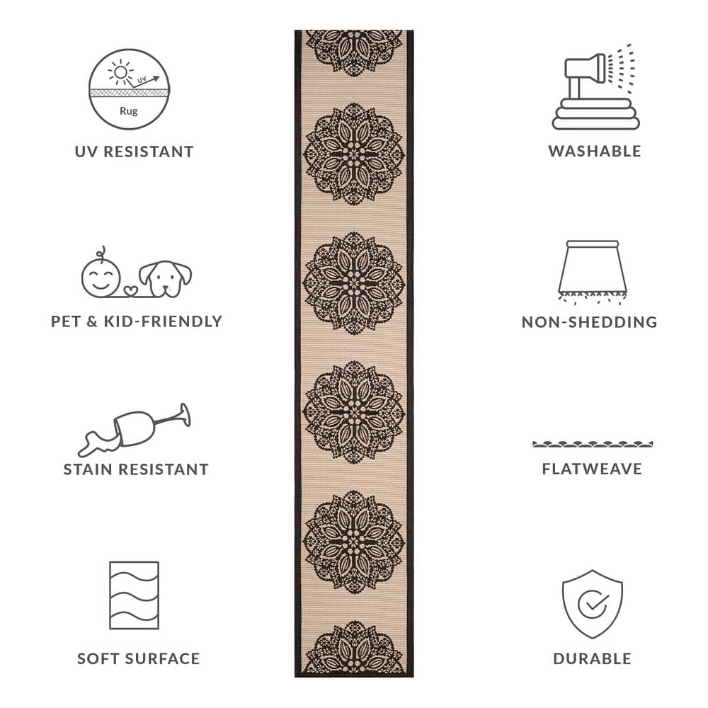 SAFAVIEH Courtyard Bosiljka Waterproof Backyard Patio Rug