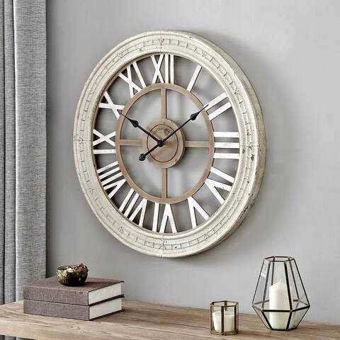 FirsTime & Co. White Brinkley Roman Farmhouse Clock, Wood