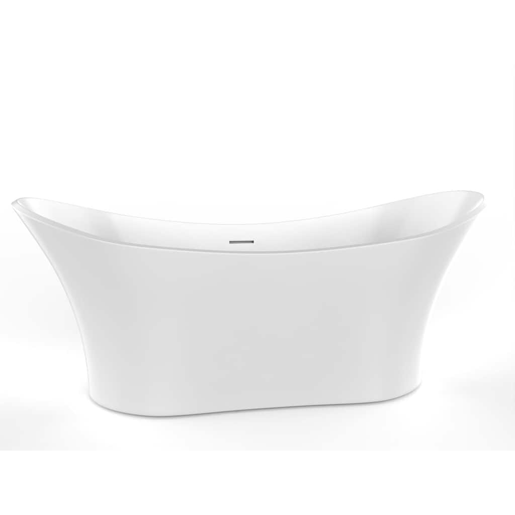 Ocean 69" Solid Surface Freestanding Soaking Bathtub in White or Gray