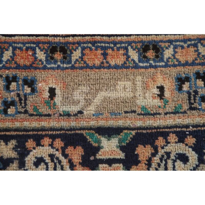 Hand Knotted Oriental 100% Wool Carpet Traditional Floral Peach Hamedan Area Rug - 9' 9'' X 5' 11''