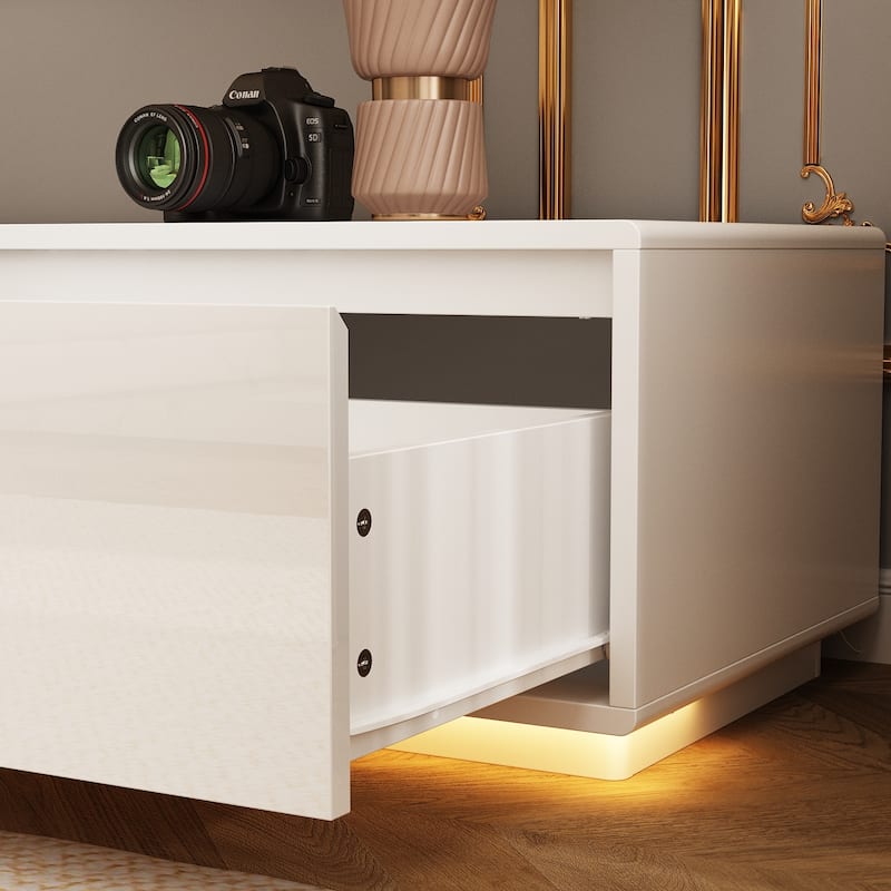 Luminous Elegance High Gloss Entertainment Center with LED Ambiance