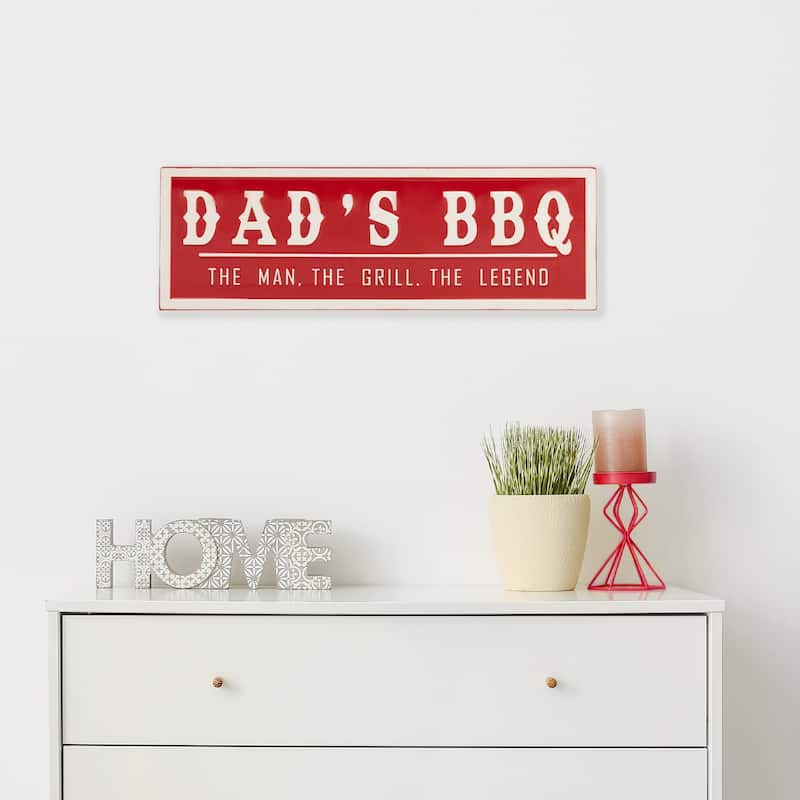Dad's BBQ Metal Wall Sign - 23" - Red