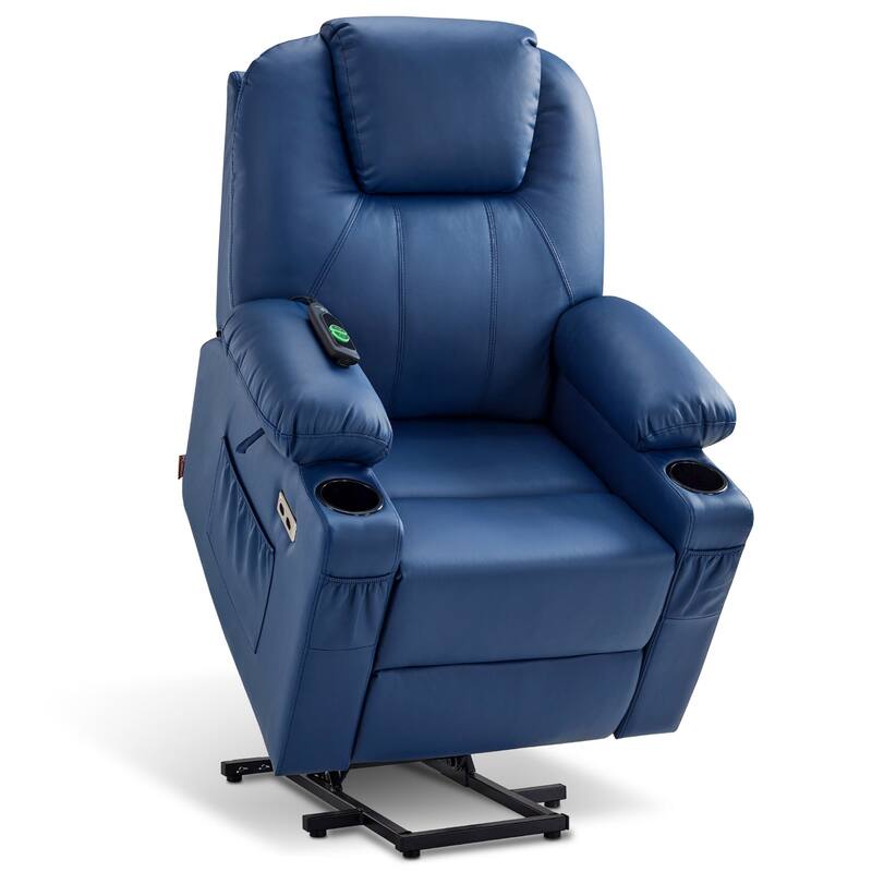 MCombo Small Power Lift Recliner Chair with Massage and Heat for Elderly, 3 Positions and USB Ports Faux leather 7141