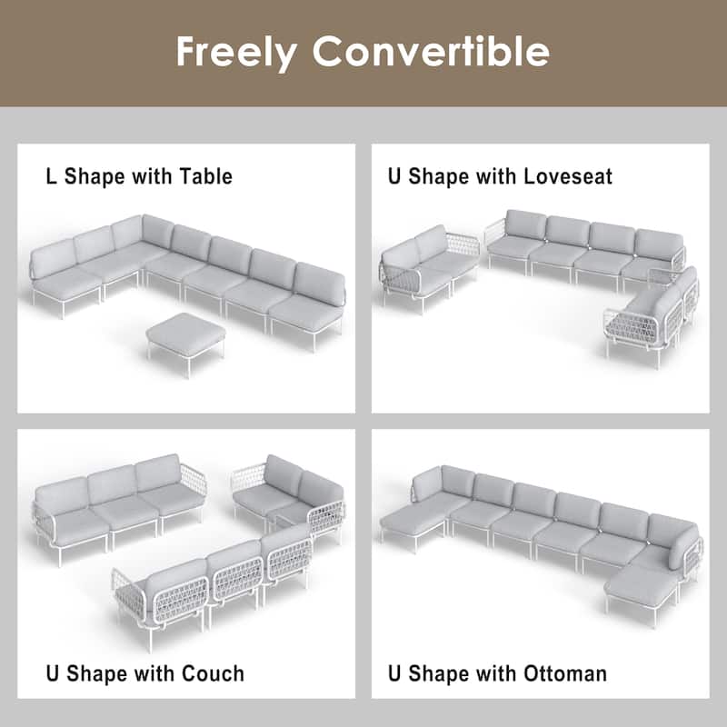 Outdoor Cushioned Sectional Sofa Chat Set Patio Conversation Seating Set