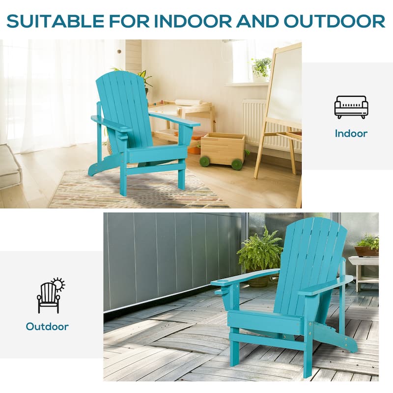 Outsunny Oversized Fir Wood Adirondack Chair with Cup Holder
