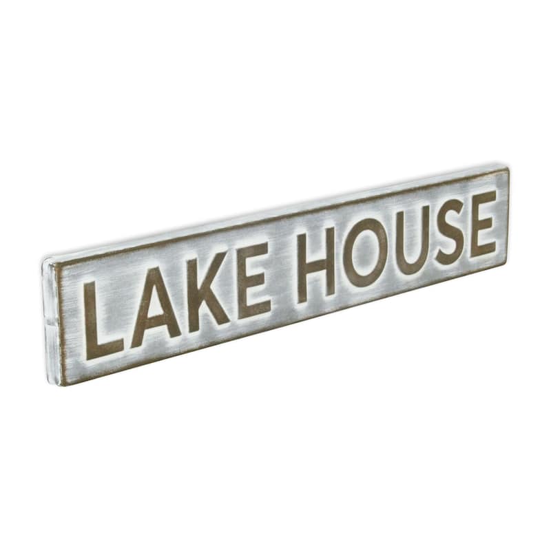 HomeRoots 5" X 24" Gray and Brown Lake House Metal Wall Decor