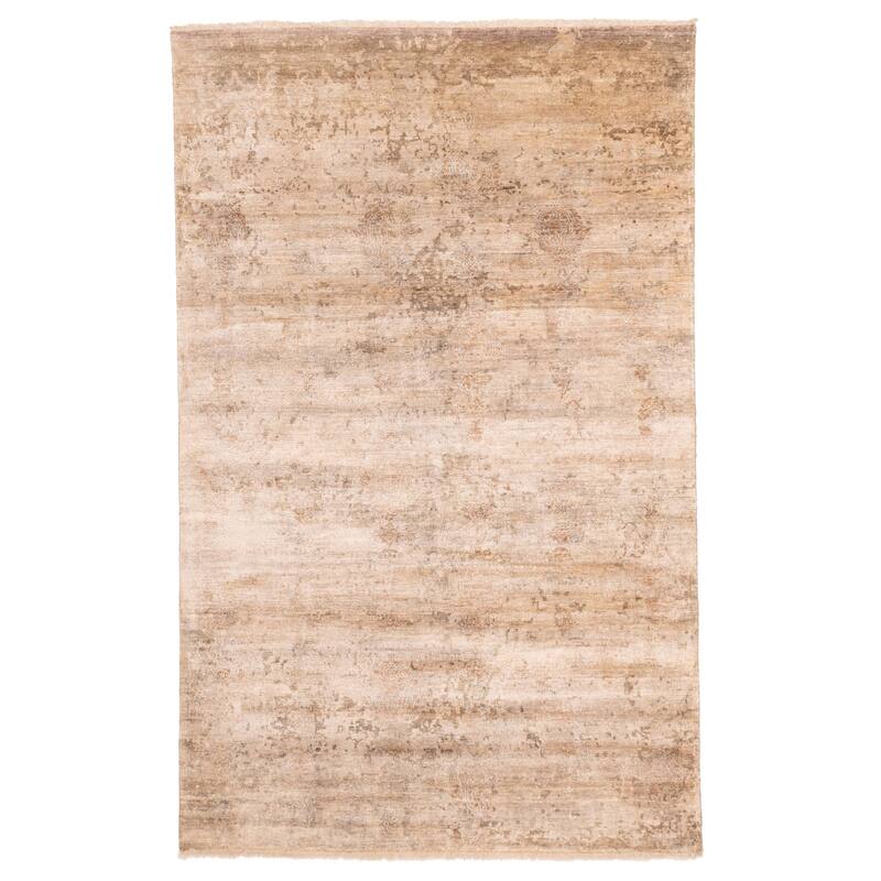 ECARPETGALLERY Hand-knotted Legacy Tan Silk Rug - 6'0 x 9'7