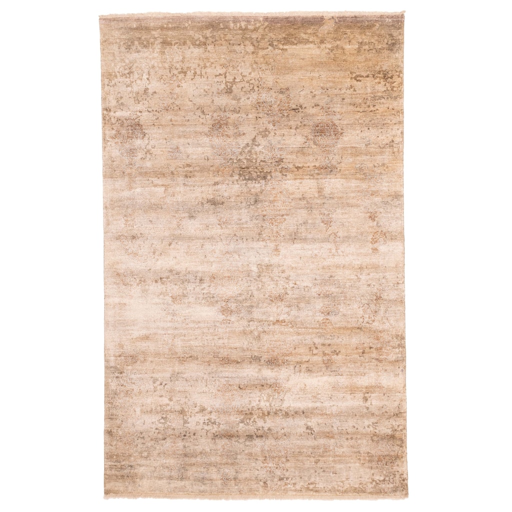 ECARPETGALLERY Hand-knotted Legacy Tan Silk Rug - 6'0 x 9'7